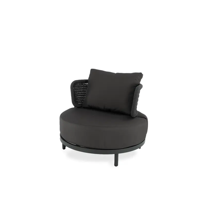 Charcoal Black Round Accent Armchair with Ergonomic Design