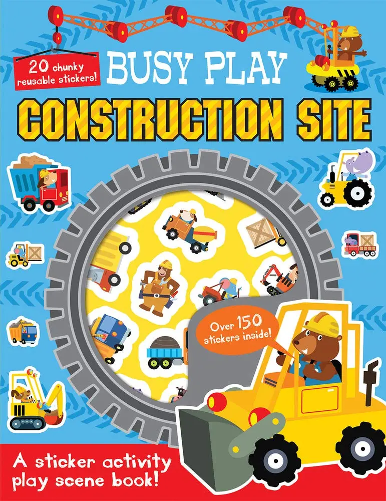 Construction Site Sticker Activity Book – Busy Play Excavator & Crane Theme