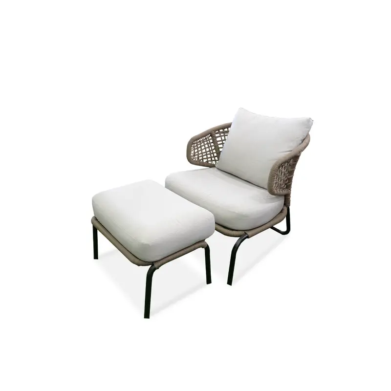 Contemporary Grey Armchair with Matching Footstool