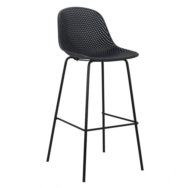 Cortez Gray Barstool – Neutral-Tone Modern Bar Chair with Supportive Back
