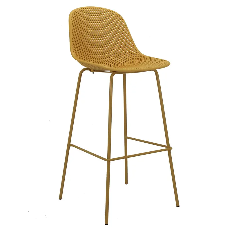 Cortez Yellow Barstool – Vibrant Counter-Height Seating with Footrest