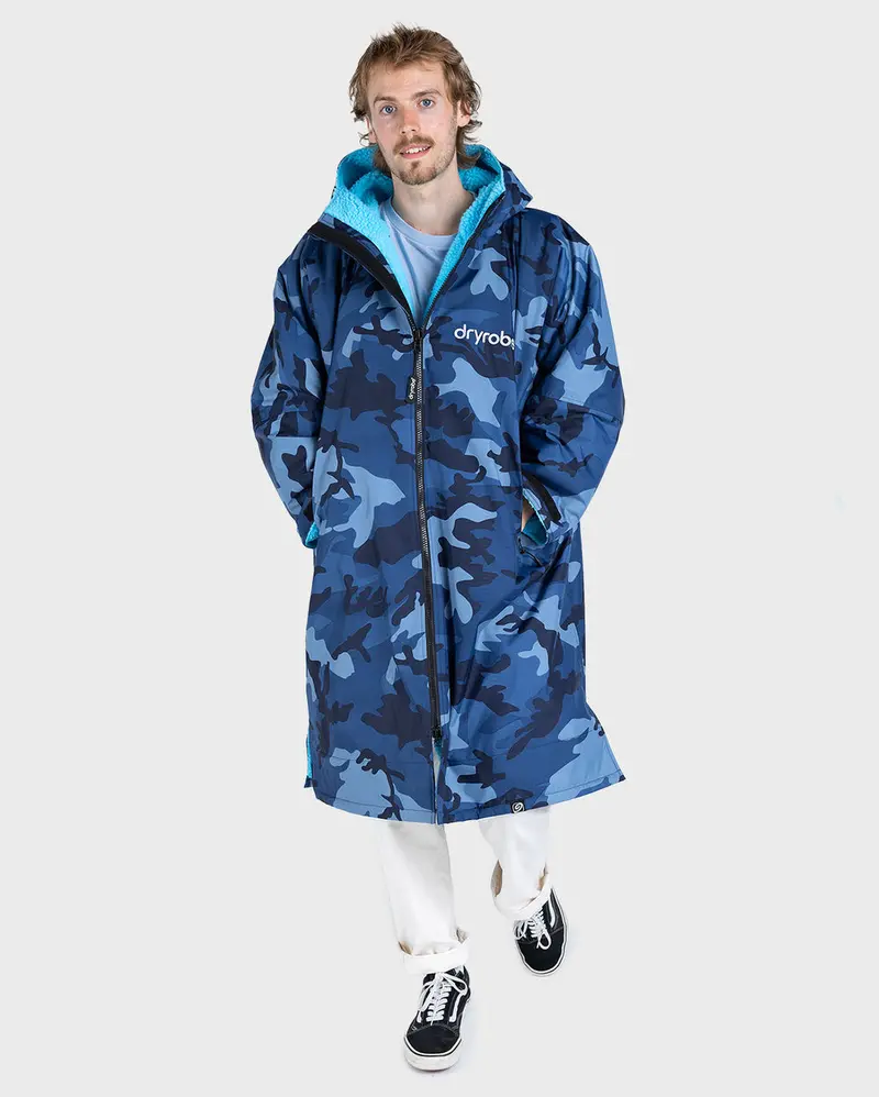 Dryrobe Advance Long Sleeve Towel Robe – Blue Camo & Navy