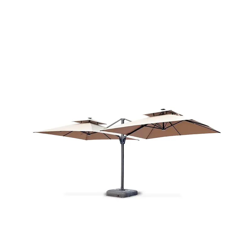 Dual-Square Solar-Powered LED Umbrella for Patios