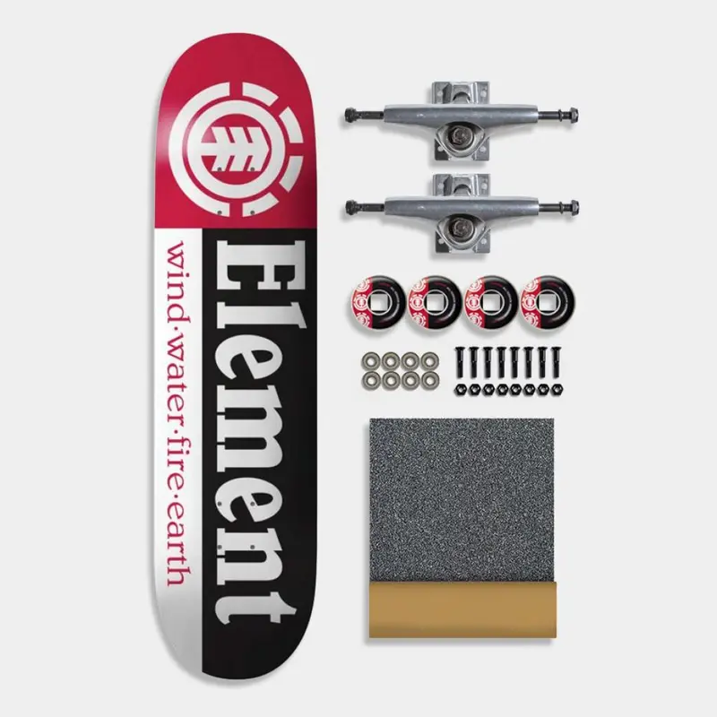 Element 7.75″ Complete Skateboard Kit – Black & Red Deck