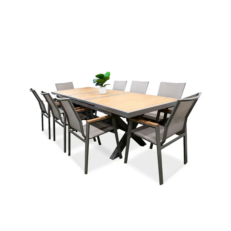 Extendable Outdoor Dining Set with Solid Table