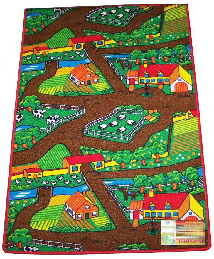 Farm Yard Themed Play Rug for Kids’ Imaginative Outdoor Role-Play