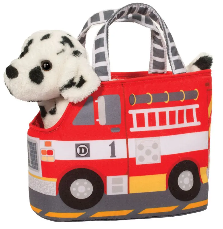 Fire Truck-Themed Pet Sak with Dalmatian Plush Companion