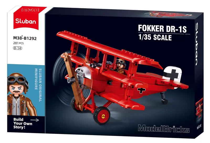 Fokker DR.I Plane – WWI-Era Model Brick Assembly Set