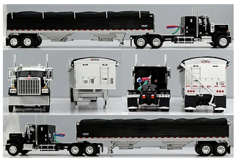 GMC General Day Cab with Wilson Grain Trailer – Black 1:64 Scale Model