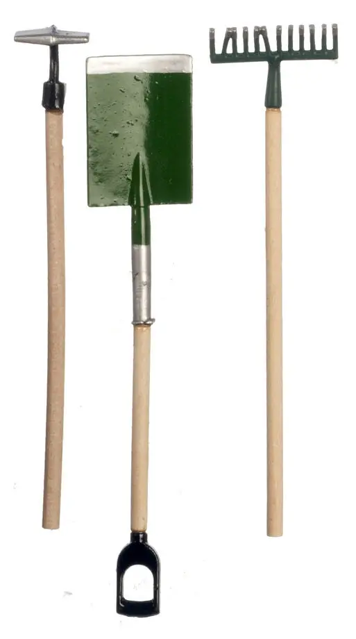 Green Garden Tool Set (3-Piece) – 1:12 Scale Model #T8107