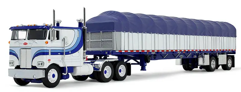 Greenlight Peterbilt 352 COE Truck with Sleeper & Covered Wagon Flatbed Trailer – 1:64 Scale