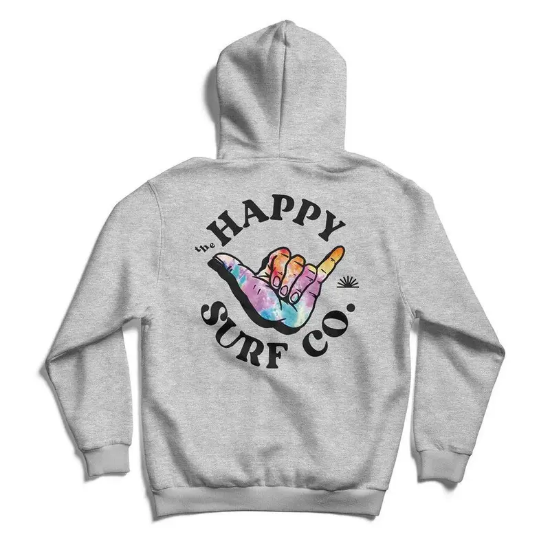 Happy Surf Co Shaka Embroidered Hoodie – Heather Grey