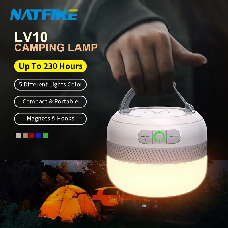 High-Capacity USB-C Camping Light – 230-Hour Runtime + 5200mAh Power Bank