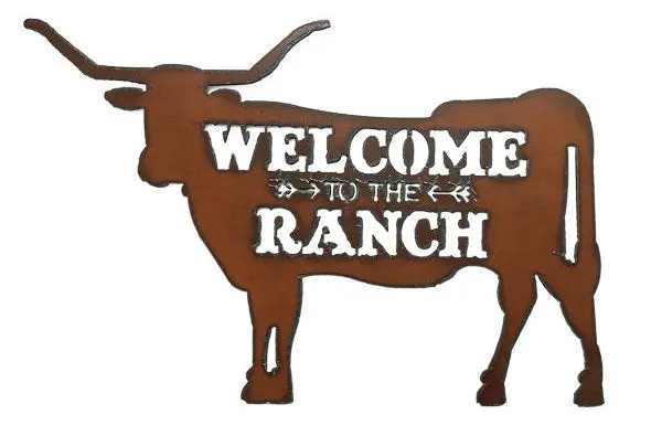 #IM1209 Welcome to the Ranch Longhorn Metal Wall Sign