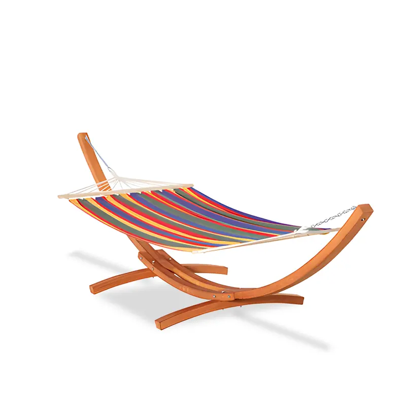 Indoor-Outdoor Single-Person Hammock Set with Colorful Striped Fabric & Stand