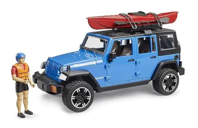 Jeep Wrangler Rubicon Unlimited with Kayak & Kayaker – 1:16 Adventure-Themed Die-Cast Set
