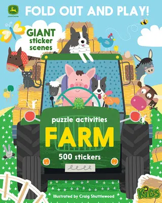 John Deere Fold-Out Puzzle Activity Book with Stickers – Interactive Play Set #50699