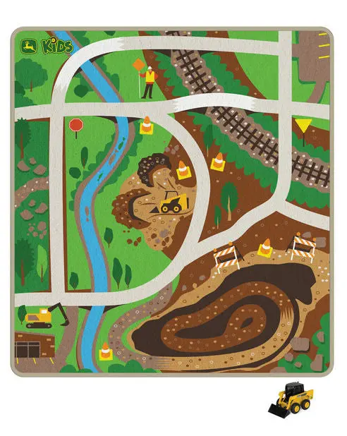 John Deere Kids Construction Playmat — Interactive Floor Mat with Skid Steer Graphic