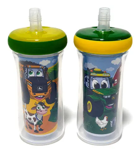 John Deere Kids #Y12078 DropGuard Insulated 9 oz Straw Cup – 2-Pack