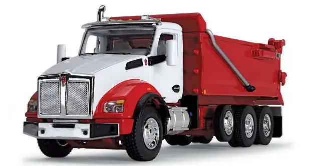 Kenworth T880 Rogue Tri-Axle Dump Truck – 1:64 White & Viper Red Edition