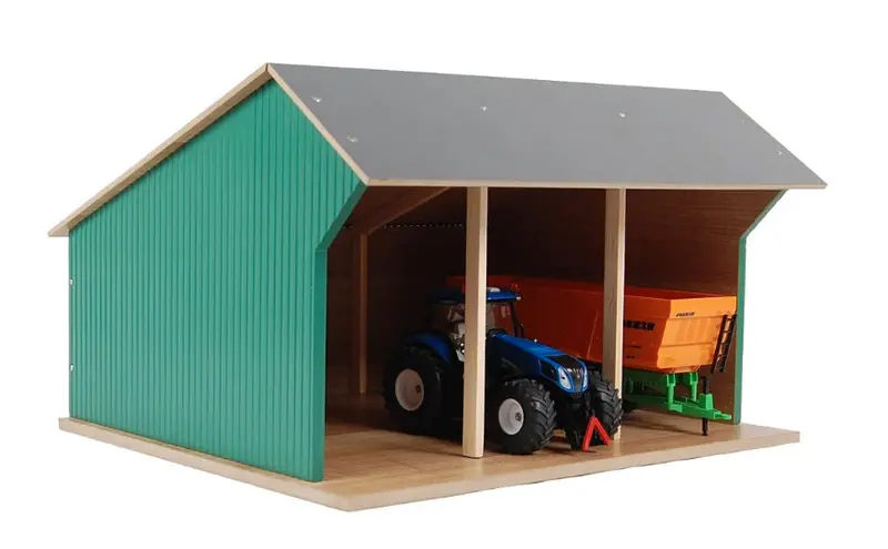 #KG610192 1/32 Scale Wooden Tractor Shed – Fits 3 Farm Vehicles