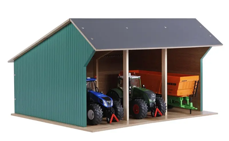 #KG610193 1/32 Scale Large Wooden Barn-Style Farm Shed – Accommodates 3 Tractors
