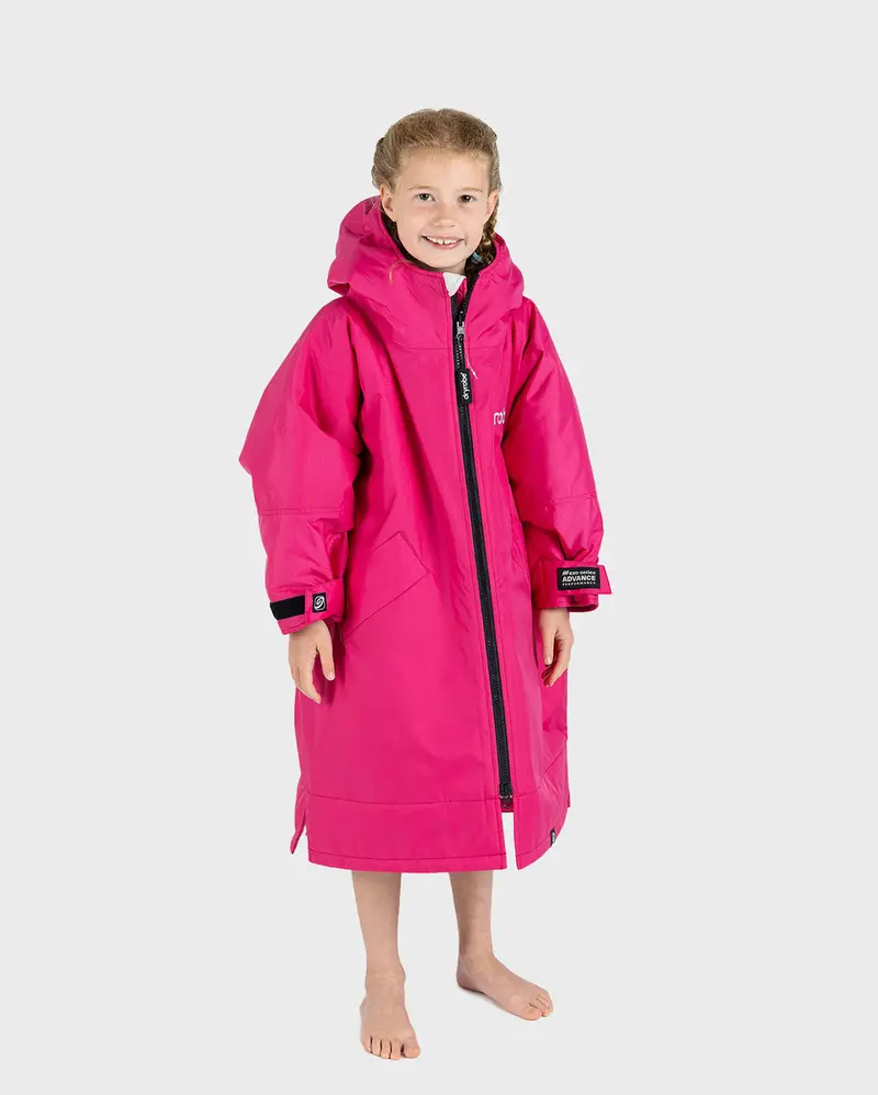 Kids Dryrobe Advance Long Sleeve Towel Robe – Pink & Grey