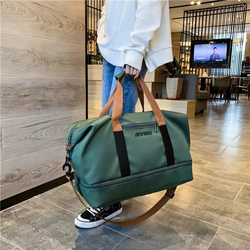 Large Waterproof Travel Tote Bag – Dry/Wet Compartment Gym & Yoga Carryall