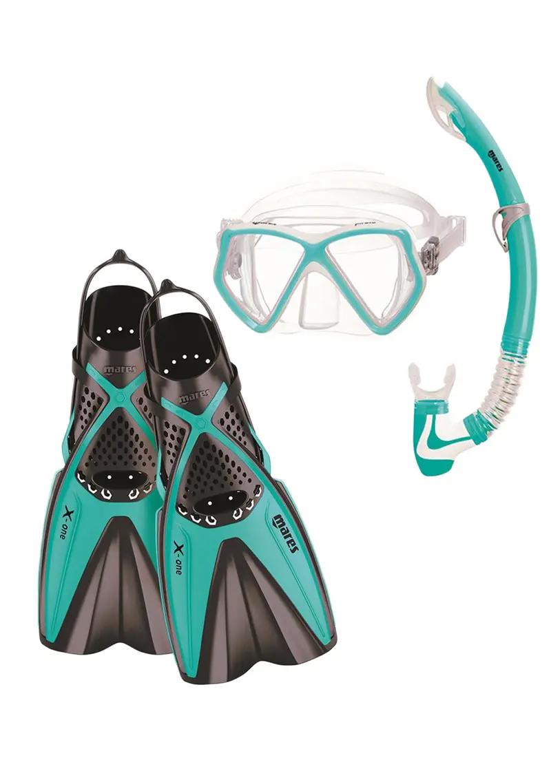Mares Pirate X-One Aqua Junior Snorkeling Kit – Compact Youth Snorkeling Bundle