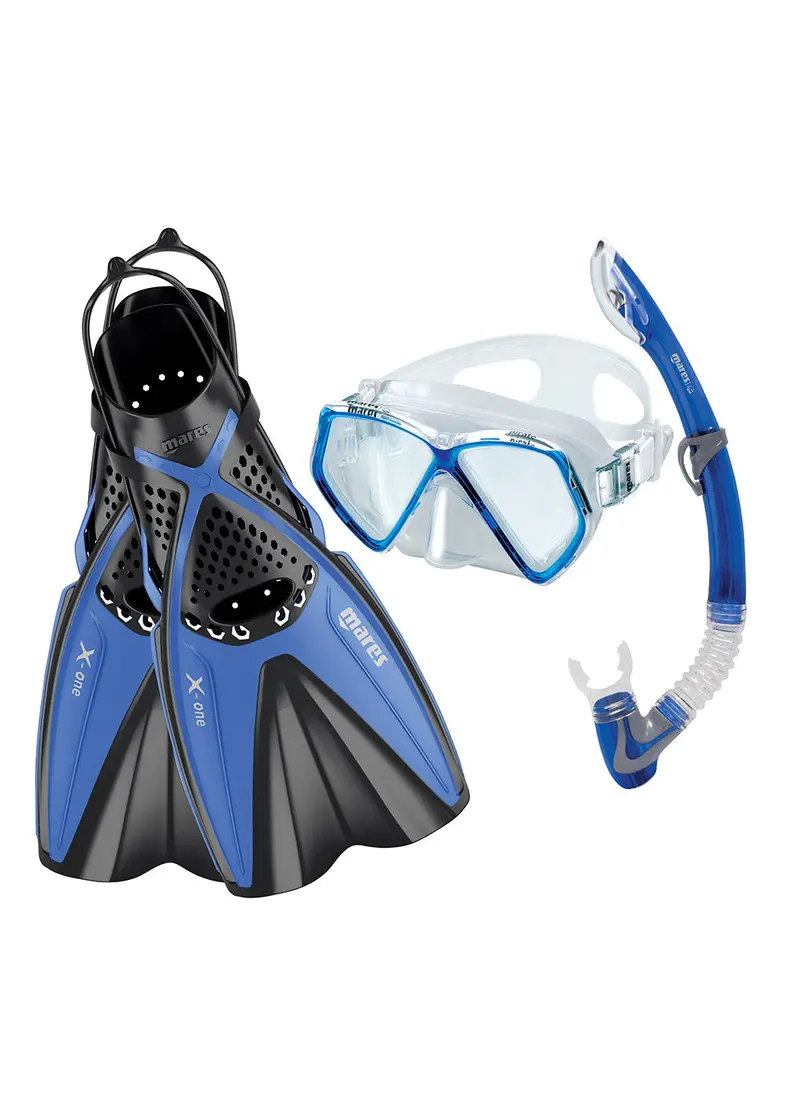 Mares Pirate X-One Blue Junior Snorkeling Set – Kid-Friendly Mask, Snorkel & Fins
