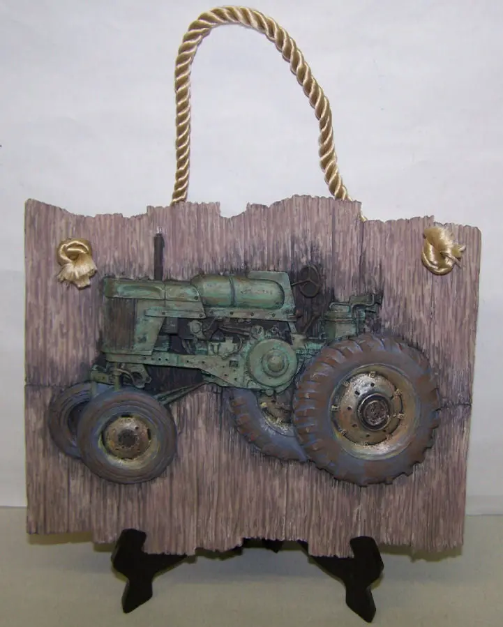 #MR1037-6 Green Tractor Wall Art Plaque