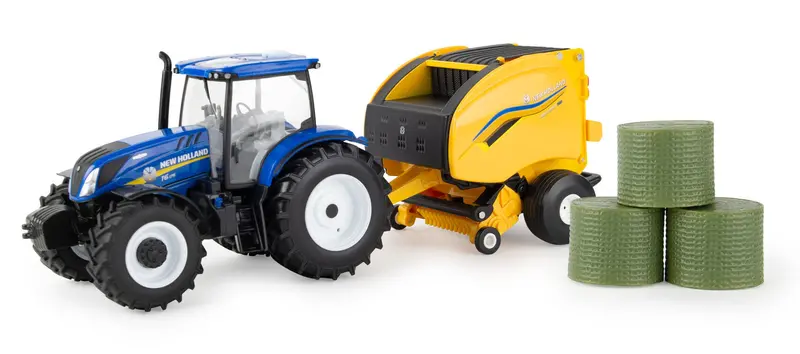 New Holland T6.175 Tractor with Round Baler – 1:32 Scale Combo Set