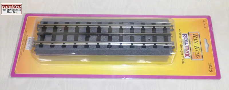 O-Gauge Rail King RealTrax 4-Piece Straight Track Set – 10-Inch Sections (Model #40-1001-4)