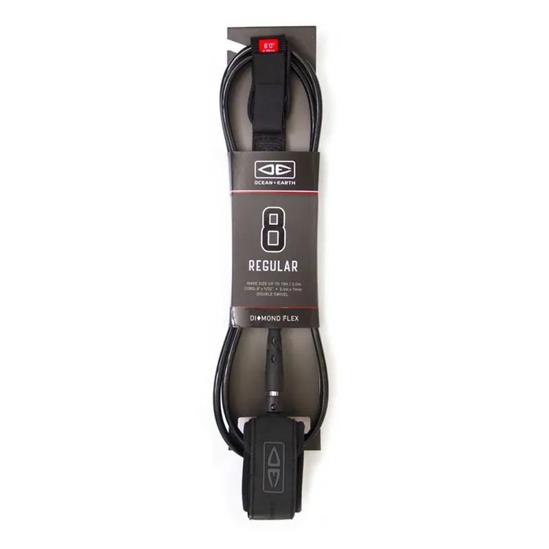 Ocean & Earth 8’0″ Black Regular Moulded Surf Leash