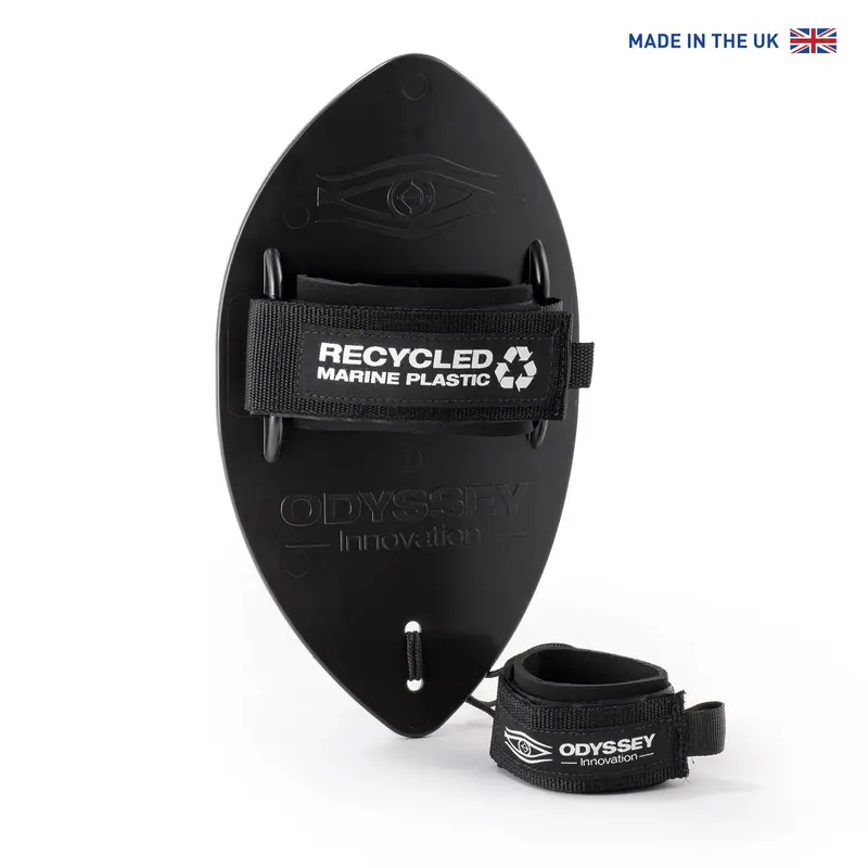Odyssey Bodysurfing Handplane – 100% Ocean Plastic, Black, Responsive Wave Handling