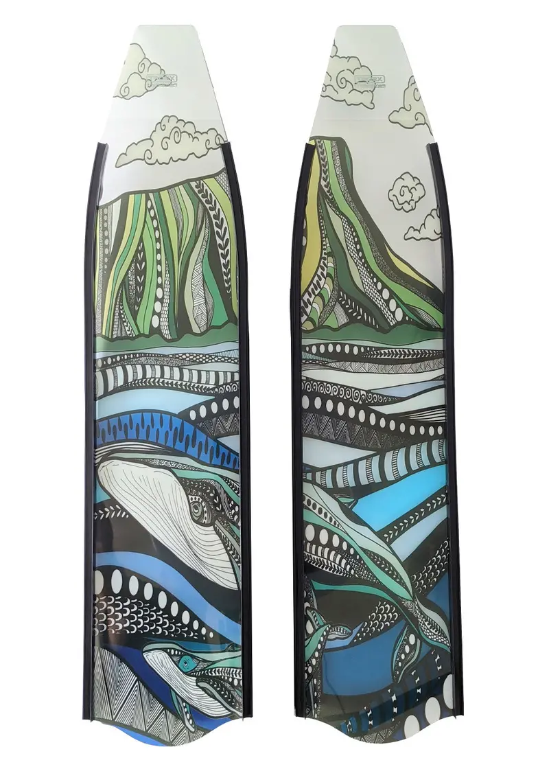 Penetrator Composite Dive Fins – Hawaiian Whale Motif with Black Rails