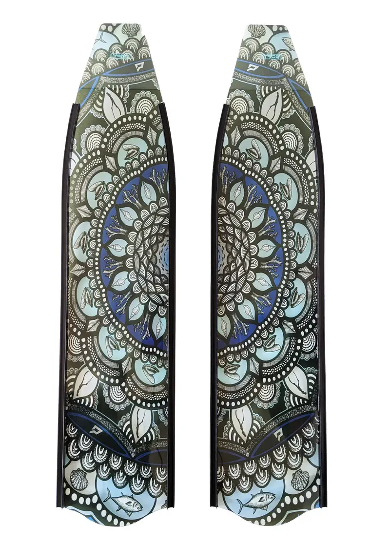 Penetrator Composite Dive Fins – Mandala Art Design with Black Rails