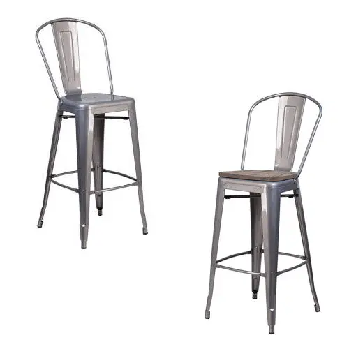 Phoenix 30-Inch Counter-Height Stool with Backrest & Optional Wood Seat