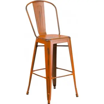 Phoenix 30-Inch Distressed Orange Indoor Bar Stool