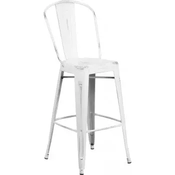 Phoenix 30-Inch Distressed White Indoor Bar Stool