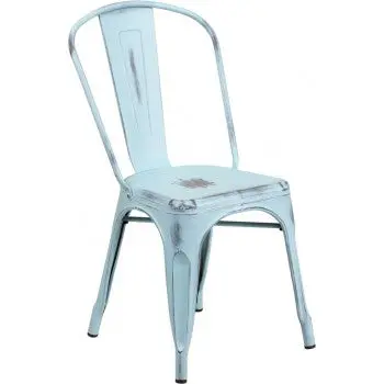 Phoenix Distressed Dream Blue Metal Accent Chair