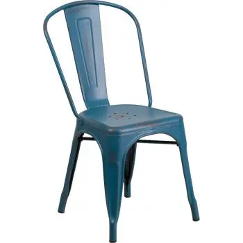 Phoenix Distressed Kelly Blue Metal Accent Chair