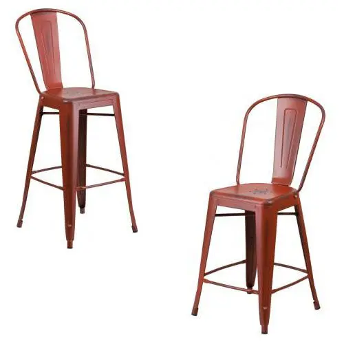 Phoenix Distressed Kelly Red Dual-Height Counter Stool – 24 & 30 Inch