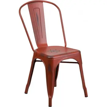 Phoenix Distressed Kelly Red Metal Accent Chair