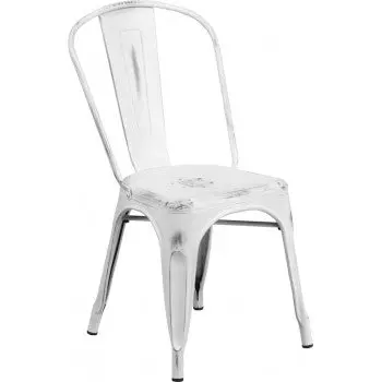 Phoenix Distressed White Metal Accent Chair