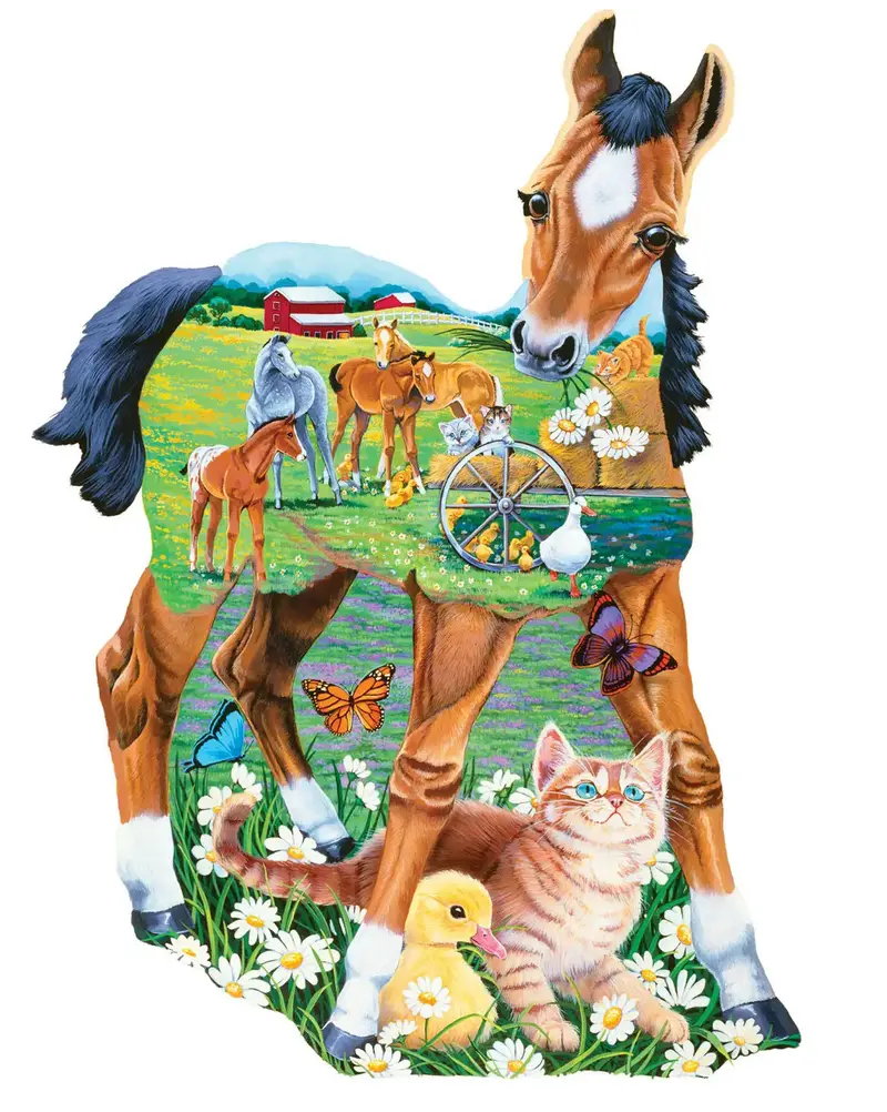 Pony Playtime Shaped Jigsaw Puzzle – 100-Piece Equestrian-Themed Puzzle