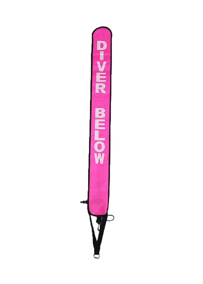 Problue 1.1m Pink Delayed Surface Marker Buoy (DSMB) with Webbing and Stainless Steel Ring