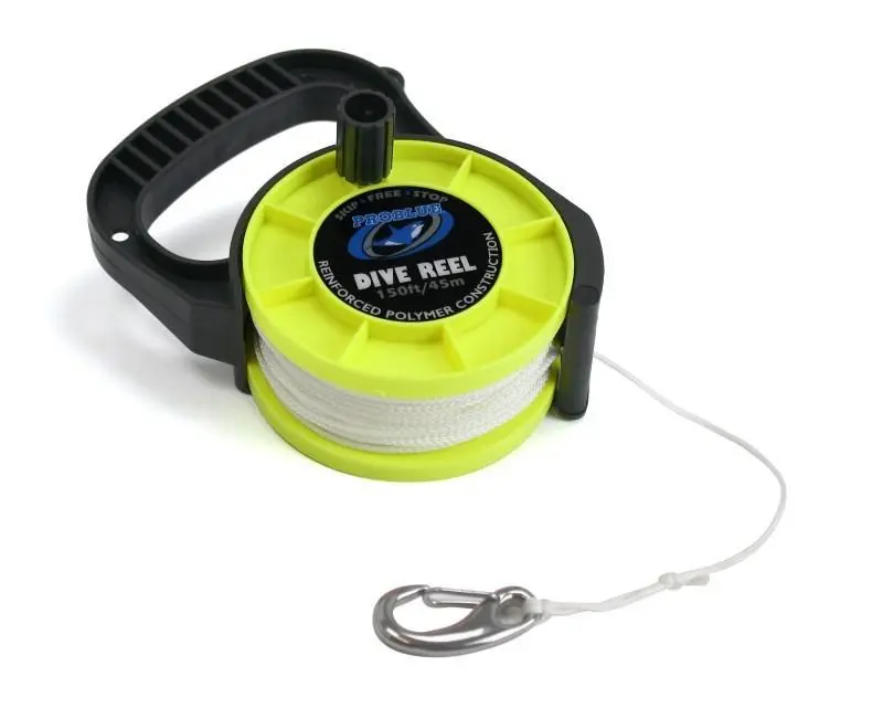 Problue 45-Meter (150ft) Neon Yellow Dive Reel with Locking Stop & Clip