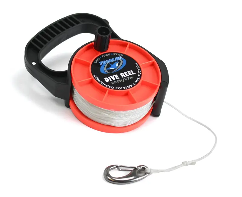 Problue 87-Meter (290ft) Orange Dive Reel with Attachment Clip