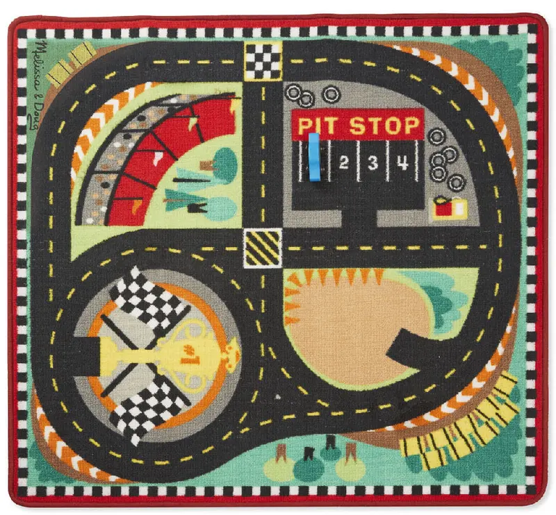 Round Speedway Race Track Rug – Motoring-Themed Play Mat